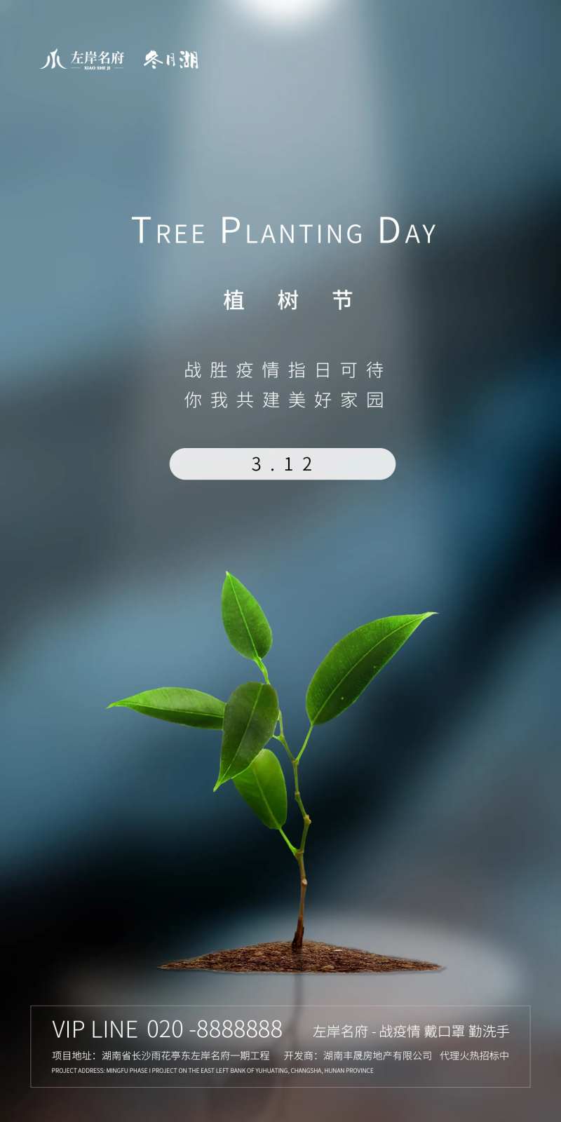 地产植树节早日战胜疫情海报-采灵感-cailinggan.com