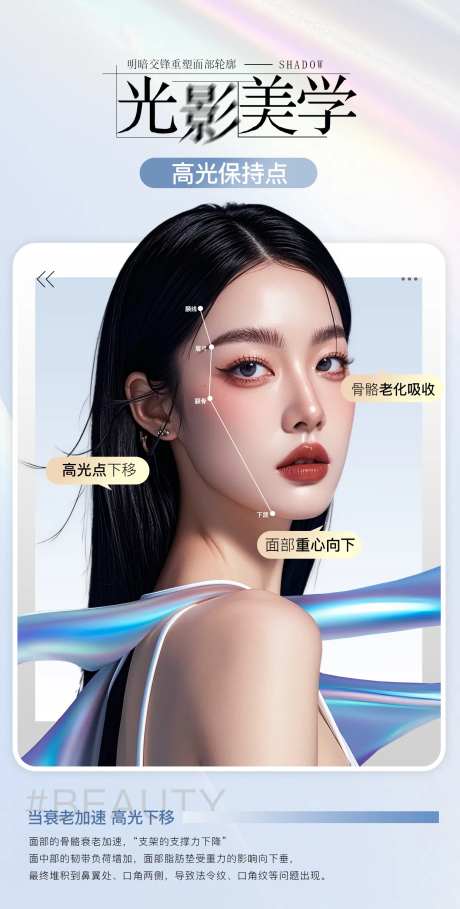 医美面部轮廓固定光影美学海报-采灵感-https://www.cailinggan.com/