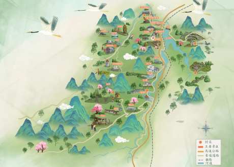 手绘景区地图区位图-采灵感-https://www.cailinggan.com/