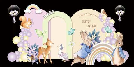 清新兔宝宝生日宴布置-采灵感-https://www.cailinggan.com/