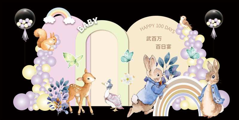 清新兔宝宝生日宴布置-采灵感-cailinggan.com