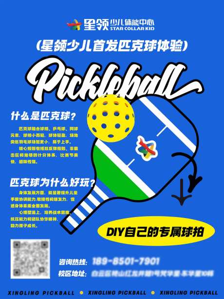 少儿匹克球项目介绍海报-采灵感-https://www.cailinggan.com/