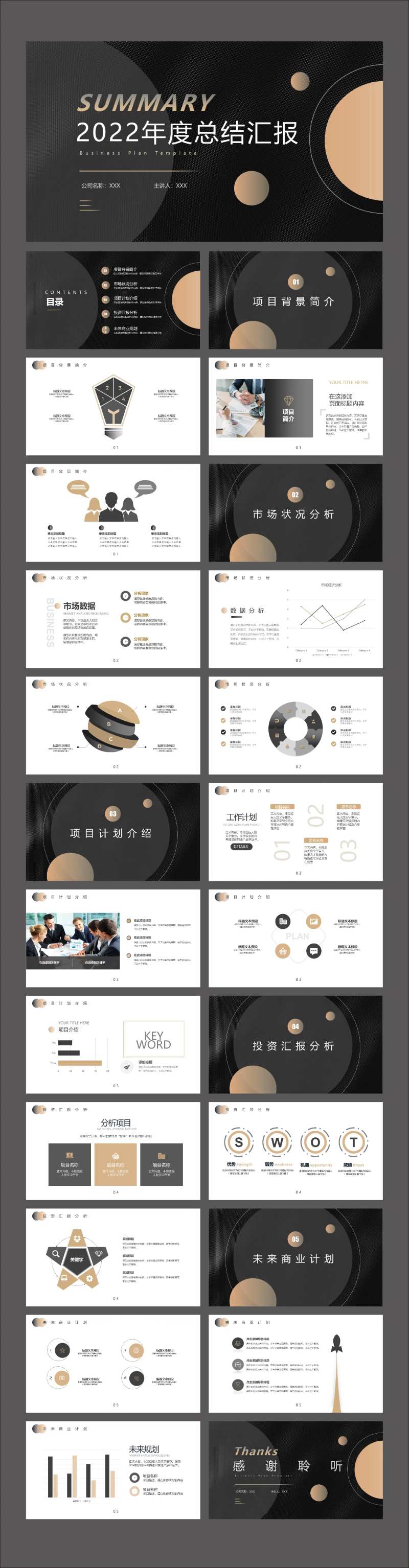 高端黑金风年终商务汇报PPT-采灵感-cailinggan.com