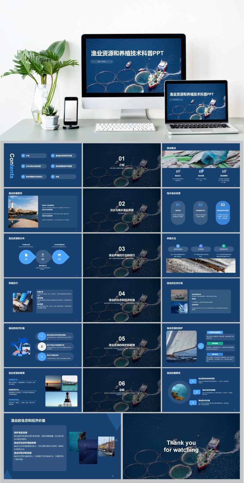 现代商务渔业资源和养殖技术科普PPT-采灵感-cailinggan.com