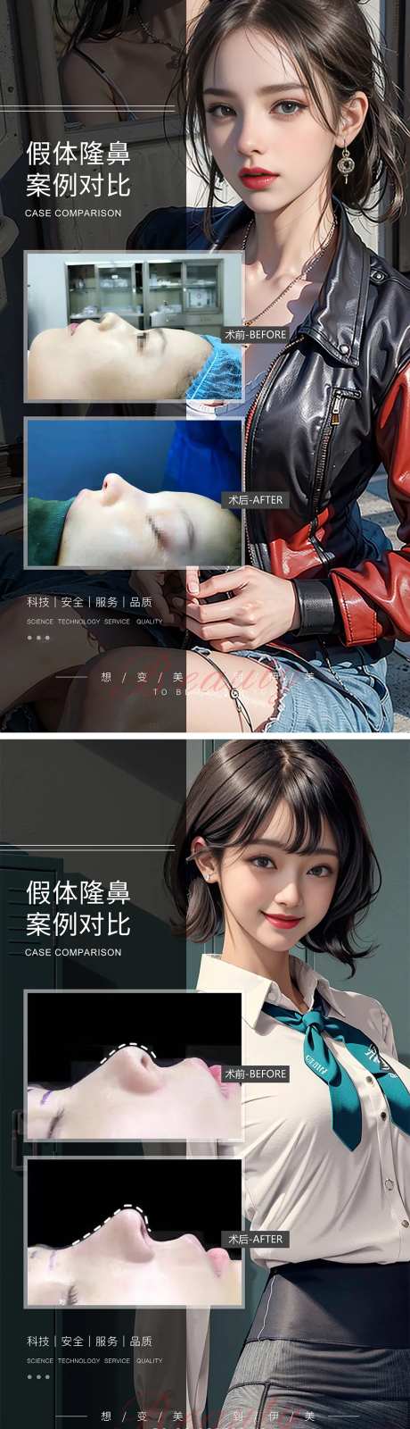 假体隆鼻案例对比海报-采灵感-https://www.cailinggan.com/