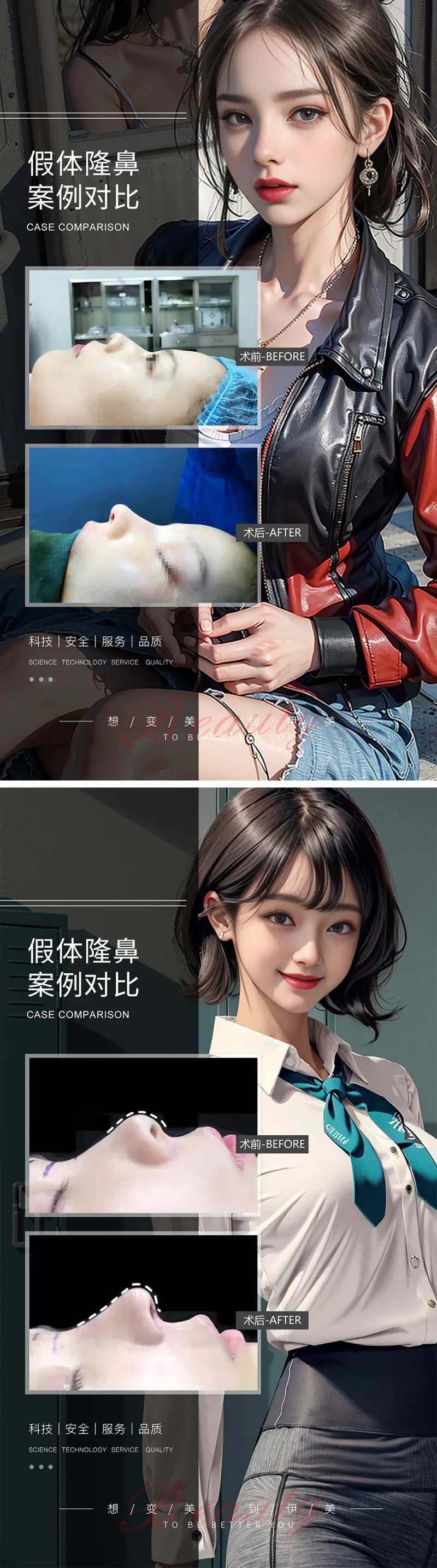 假体隆鼻案例对比海报-采灵感-cailinggan.com