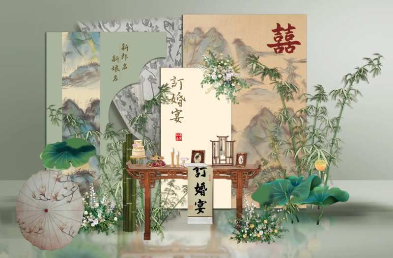 订婚宴活动背景板-采灵感-cailinggan.com