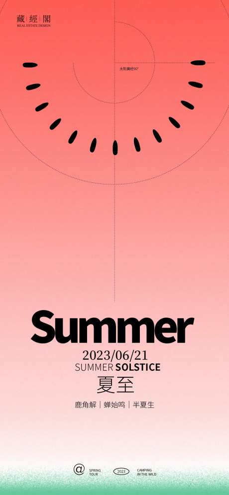 夏至经纬度西瓜海报-采灵感-https://www.cailinggan.com/