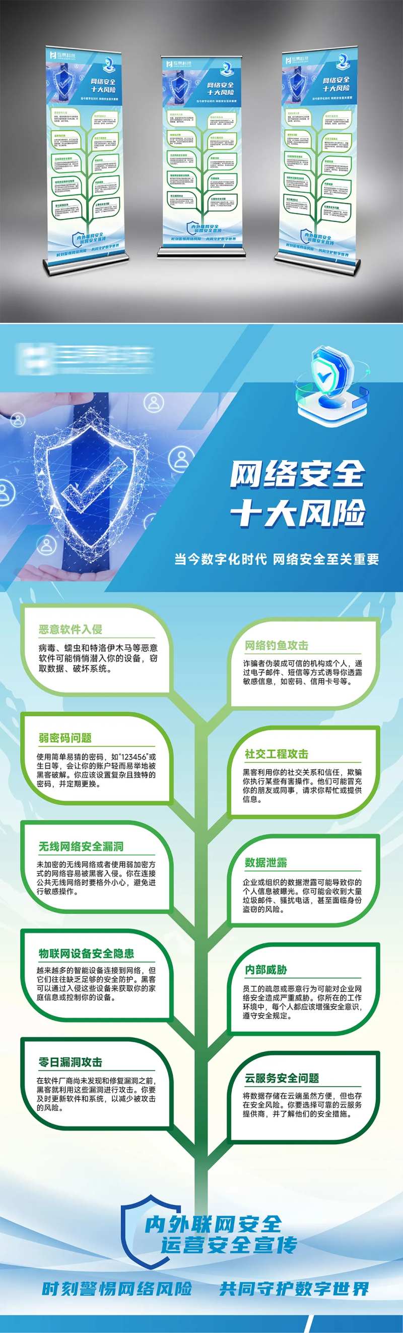 网络安全十大风险展架易拉宝-采灵感-cailinggan.com