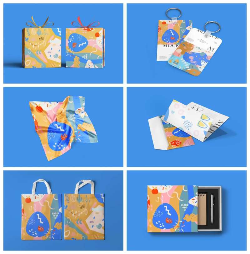 蓝底手提袋包装样机-采灵感-cailinggan.com