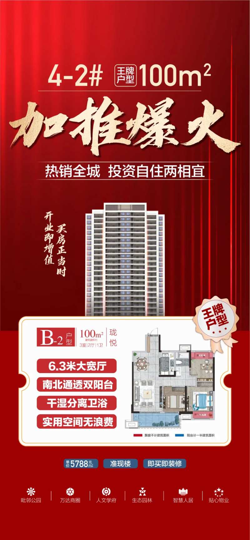 头排江景好房加推爆火投资自住海报-采灵感-cailinggan.com