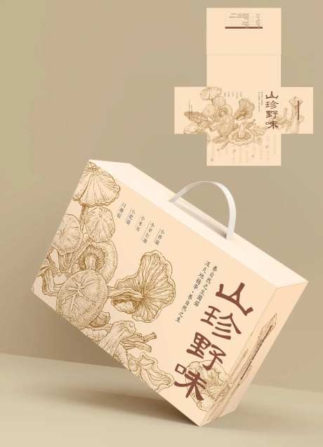 山珍野味菌菇包装礼盒平面设计图-采灵感-https://www.cailinggan.com/
