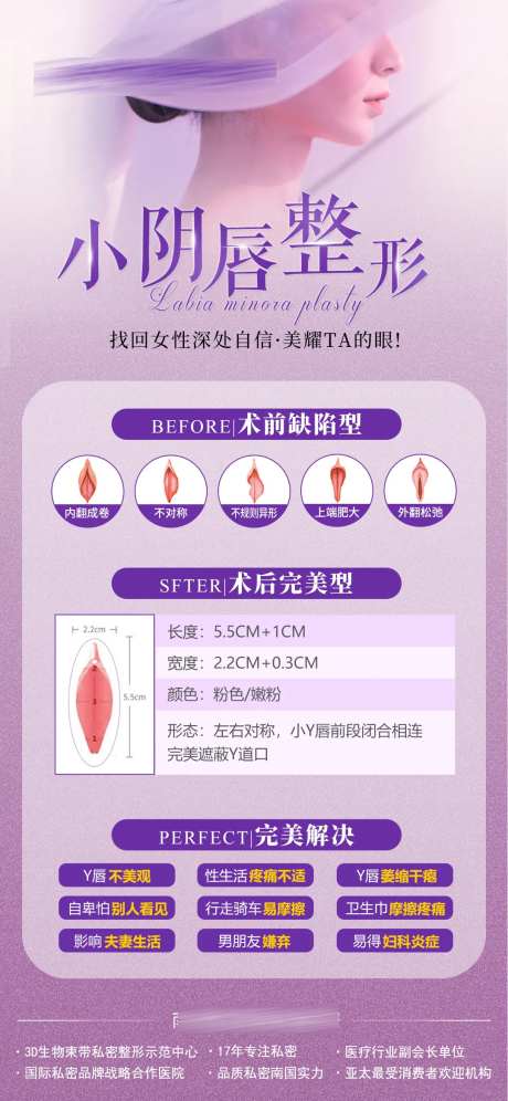 小阴唇整形科普对比海报-采灵感-https://www.cailinggan.com/