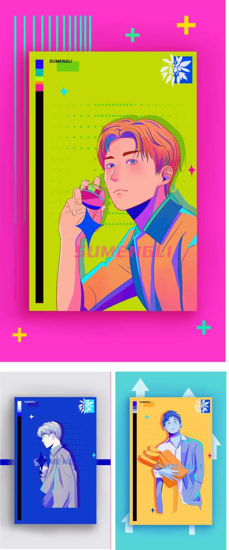 明星人物插画系列海报-采灵感-https://www.cailinggan.com/