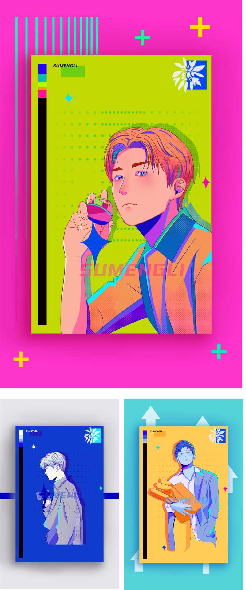 明星人物插画系列海报-采灵感-cailinggan.com