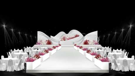 白色秀场风婚礼效果图-采灵感-https://www.cailinggan.com/