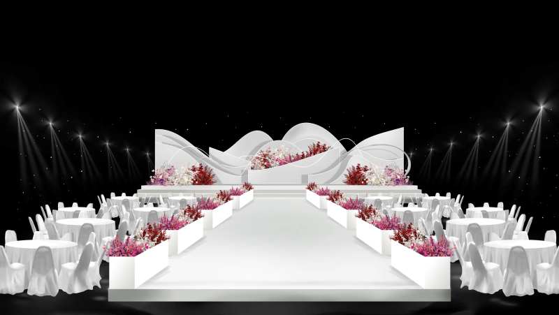 白色秀场风婚礼效果图-采灵感-cailinggan.com