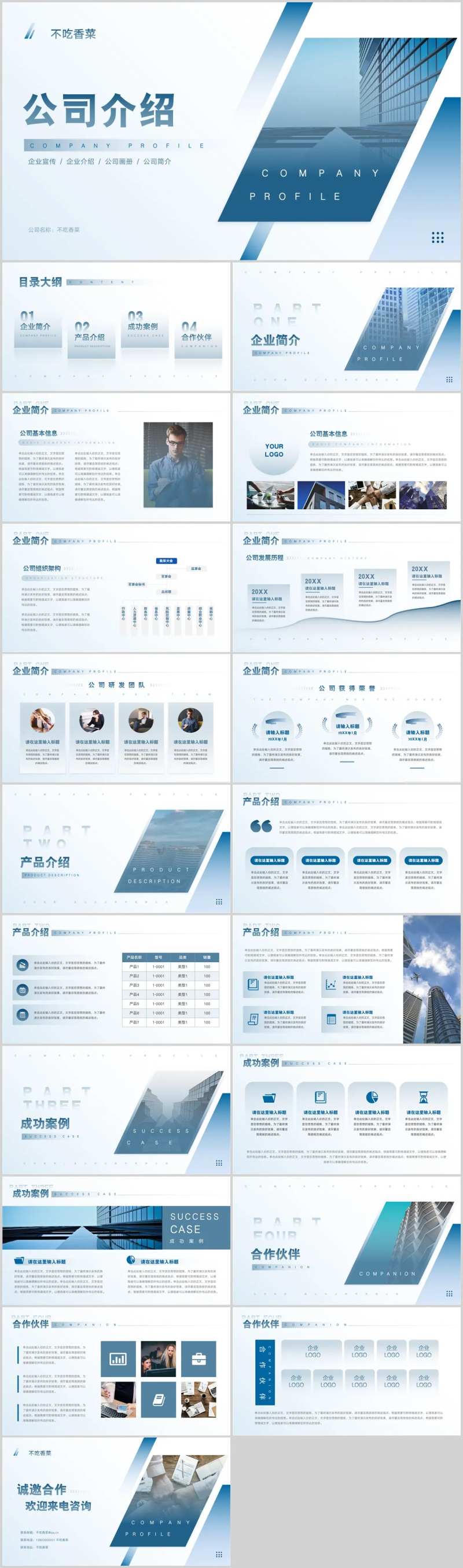 商务风湖蓝色企业PPT-采灵感-cailinggan.com