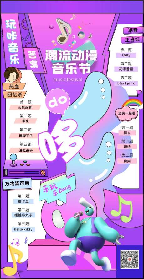 潮流动漫音乐节卡通创意海报-采灵感-https://www.cailinggan.com/