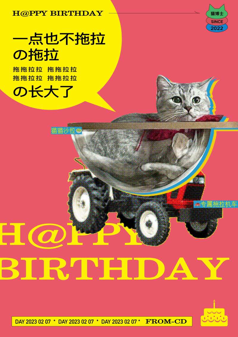 原创可爱猫咪生日海报-采灵感-cailinggan.com