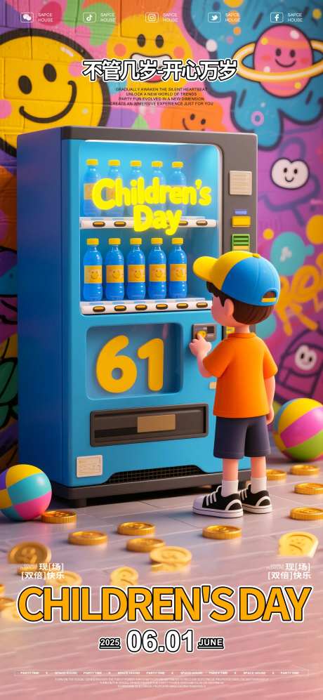 儿童节活动派对海报-采灵感-https://www.cailinggan.com/