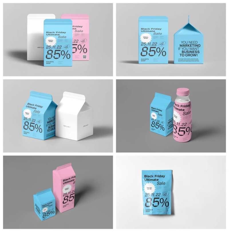 卡通牛奶包装样机-采灵感-cailinggan.com