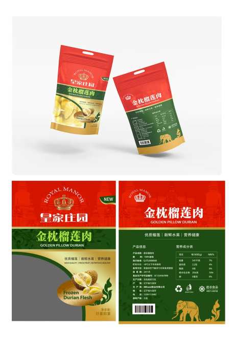 金枕榴莲新年通用包装袋设计-采灵感-https://www.cailinggan.com/
