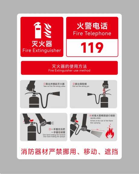 灭火器使用方法海报展板-采灵感-https://www.cailinggan.com/