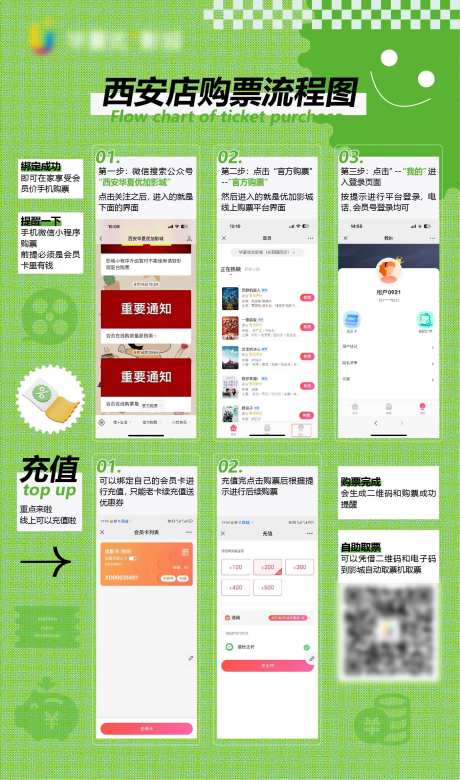 影院小程序会员购票流程海报展板-采灵感-https://www.cailinggan.com/