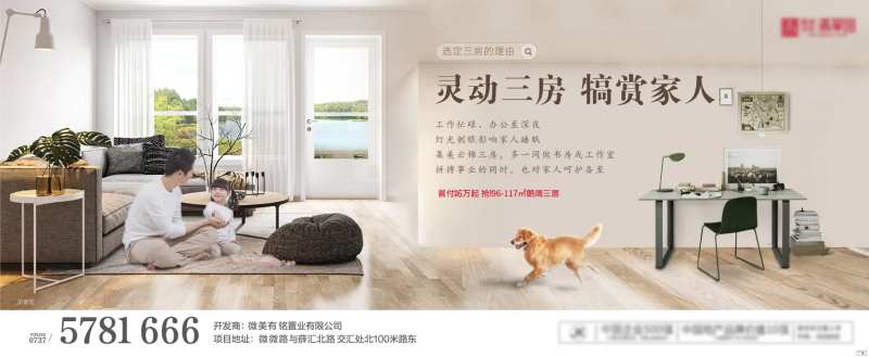 地产三房户型价值点海报-采灵感-cailinggan.com