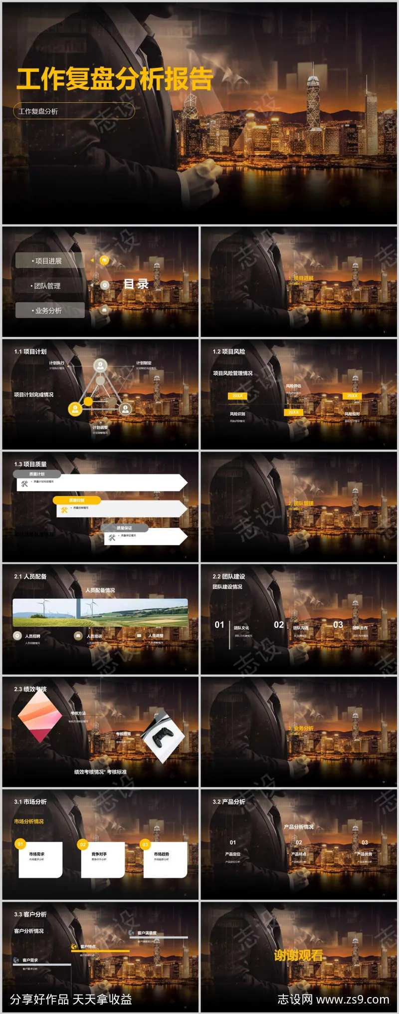 工作复盘分析报告PPT-采灵感-cailinggan.com