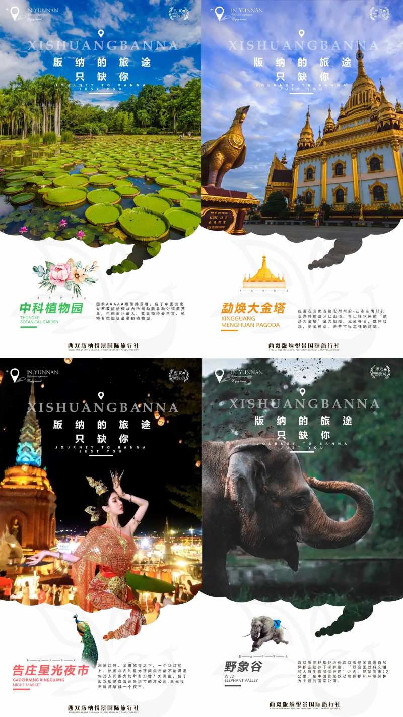 版纳旅途景点海报-采灵感-cailinggan.com