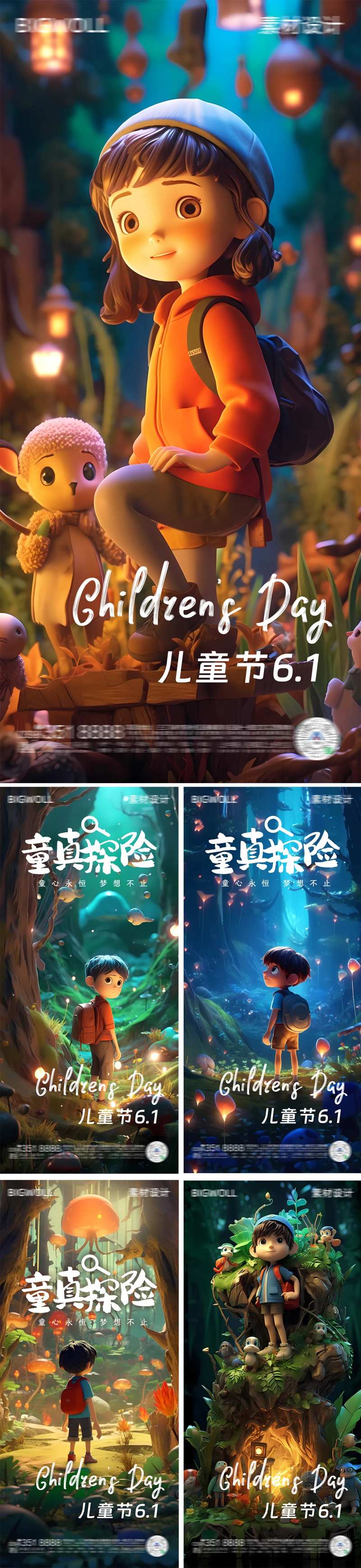 儿童节冒险特辑系列海报-采灵感-cailinggan.com