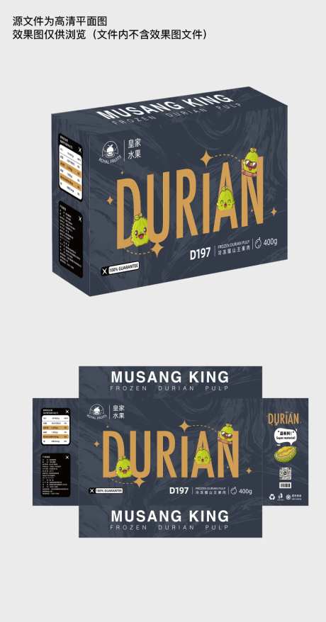 猫山王榴莲卡通包装盒设计-采灵感-https://www.cailinggan.com/