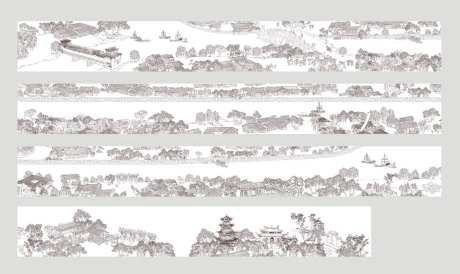 老成都古街长图线稿-采灵感-https://www.cailinggan.com/