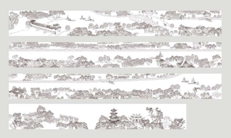 老成都古街长图线稿-采灵感-cailinggan.com