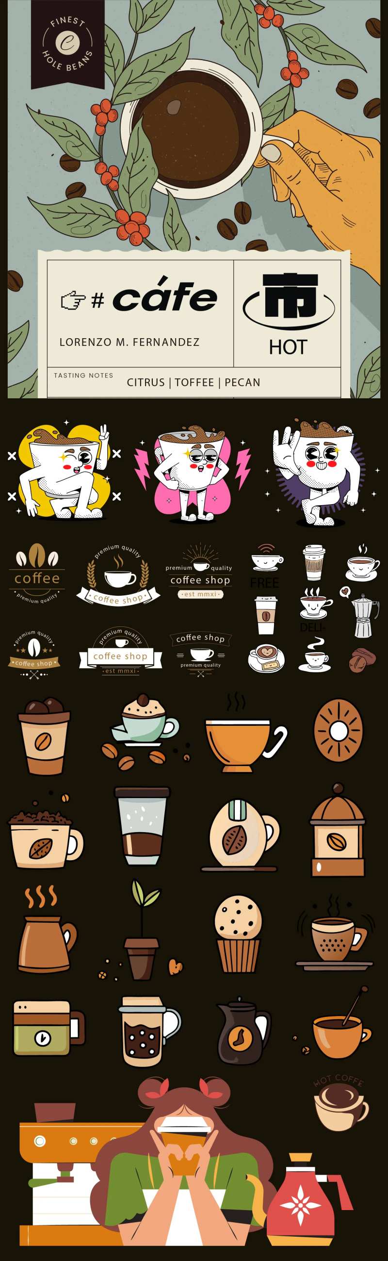 咖啡矢量元素-采灵感-cailinggan.com