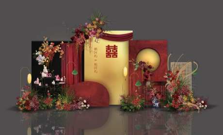 南洋风新中式红色系订婚布置美陈-采灵感-https://www.cailinggan.com/