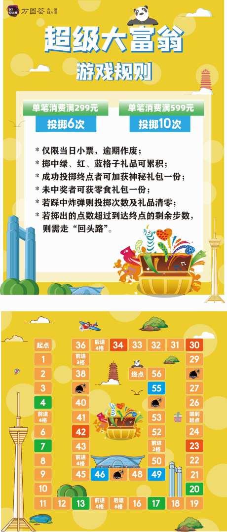 超级大富翁游戏规则地图活动海报-采灵感-https://www.cailinggan.com/