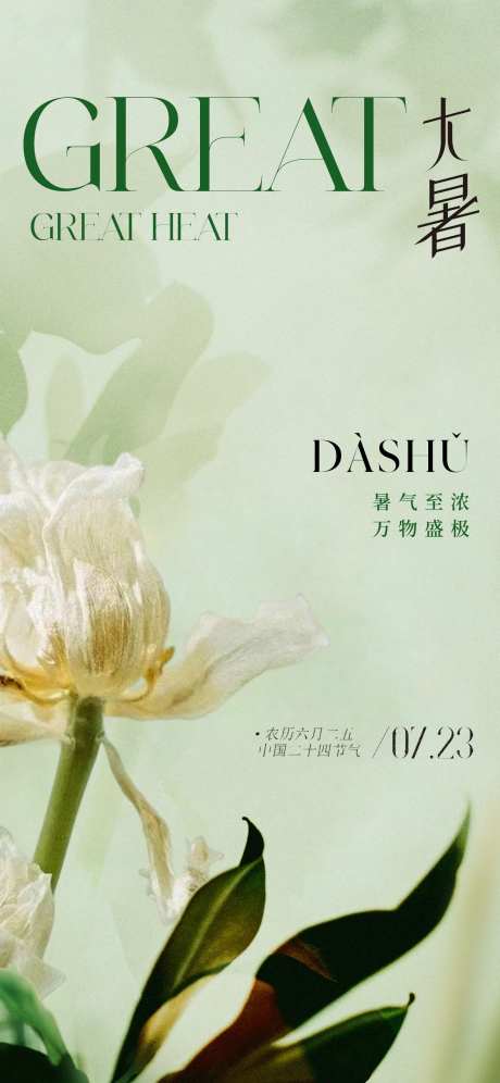 唯美花卉大暑节气海报-采灵感-https://www.cailinggan.com/