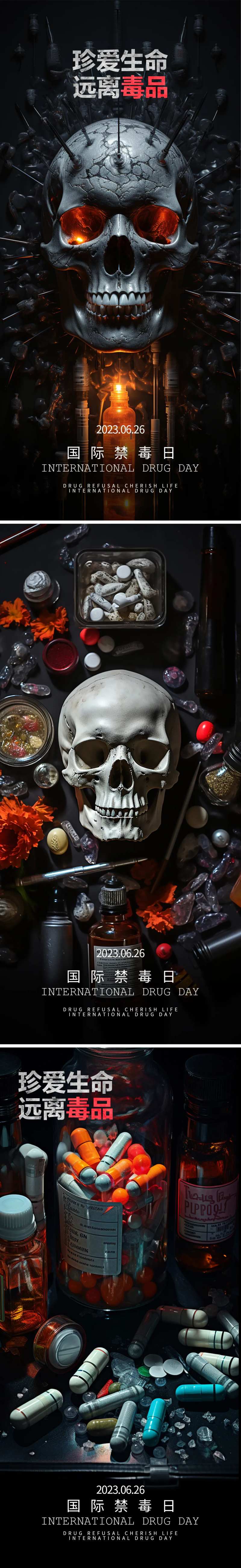 酒吧禁毒日创意系列海报-采灵感-cailinggan.com