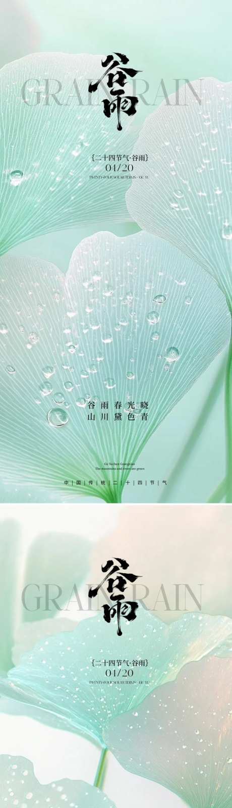 谷雨银杏叶海报-采灵感-https://www.cailinggan.com/