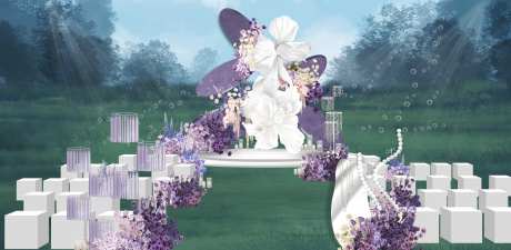 户外紫色韩式婚礼效果图-采灵感-https://www.cailinggan.com/