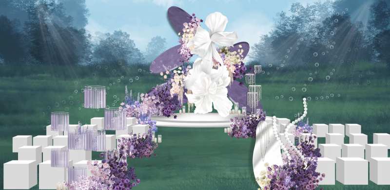 户外紫色韩式婚礼效果图-采灵感-cailinggan.com