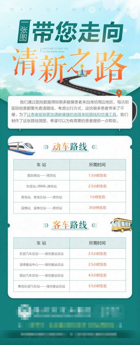 医疗出行坐车线路图海报-采灵感-https://www.cailinggan.com/