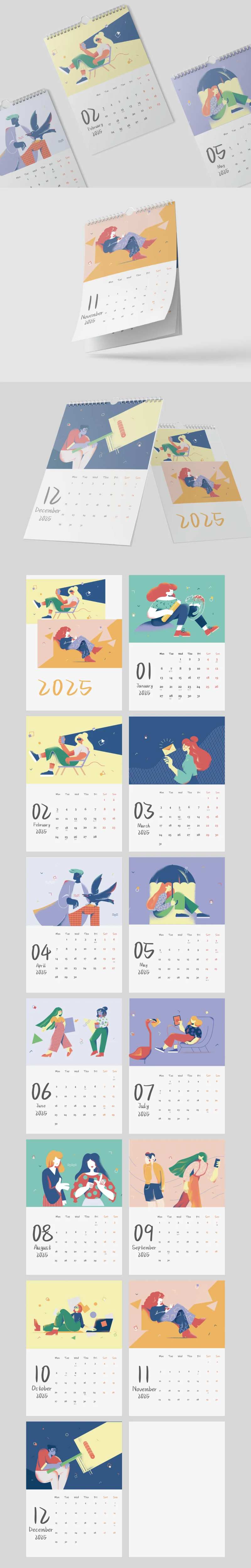 2025插画竖版挂历 -采灵感-cailinggan.com