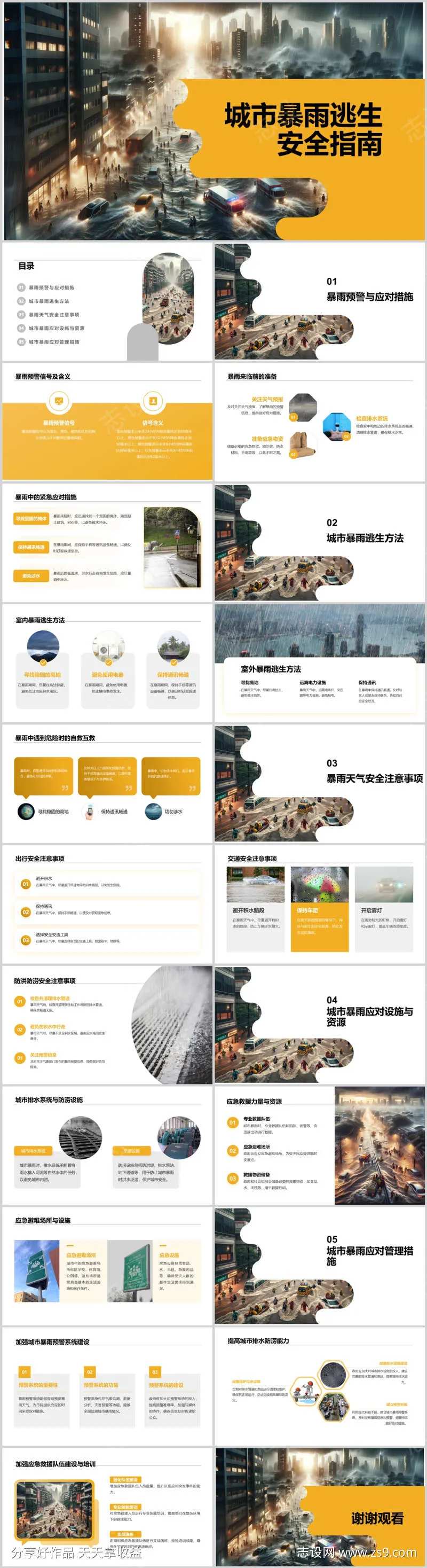 城市暴雨逃生安全指南PPT-采灵感-cailinggan.com