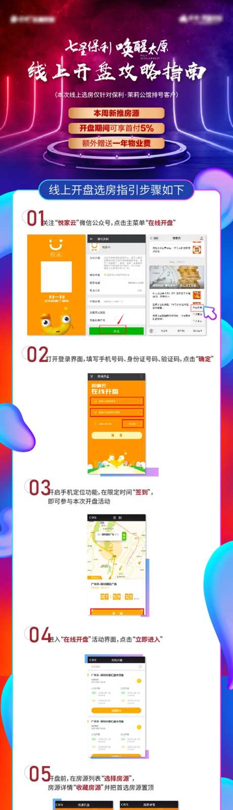 地产开盘程序线上流程海报-采灵感-https://www.cailinggan.com/
