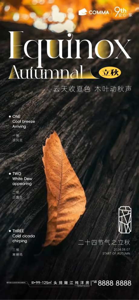 二十四节气立秋秋分落叶海报-采灵感-https://www.cailinggan.com/