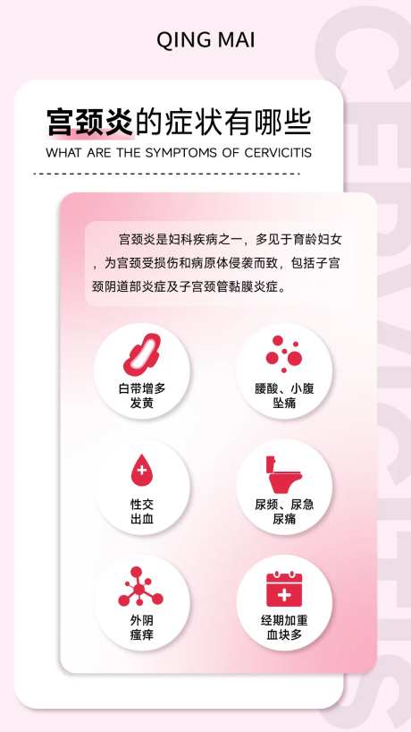 宫颈炎的症状有哪些科普海报-采灵感-https://www.cailinggan.com/